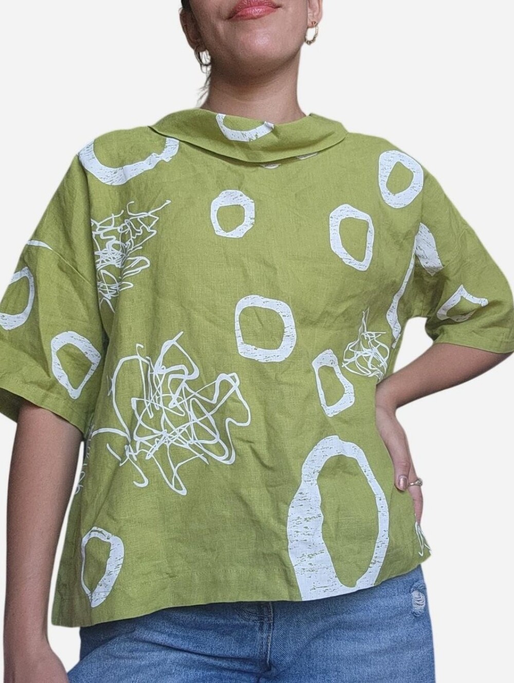 Chalet Et Ceci Chartreuse Linen Blouse